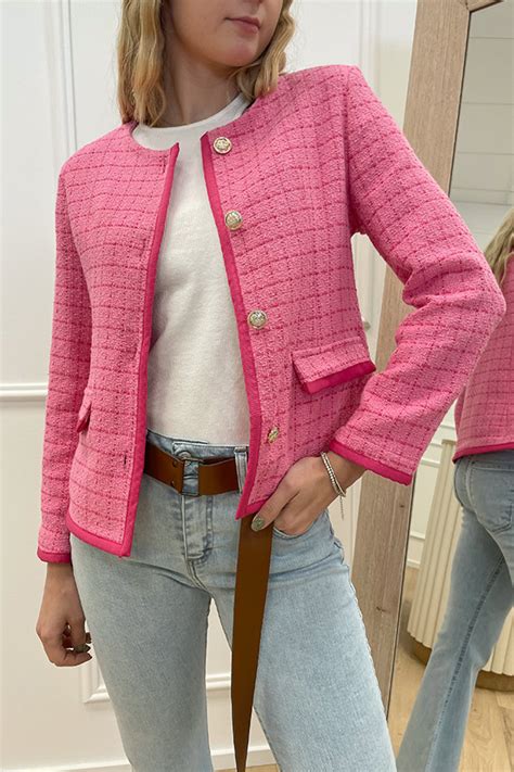 cardigan chanel rosa|chanel abbigliamento rosa.